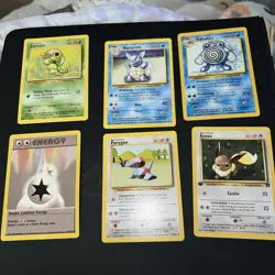 VTG. Lot Of 6 Pokemon Cards 1999/2000 Wartortle, Poliwhirl, Polygon, Eevee - Image 1