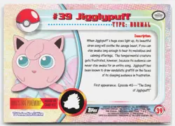 Jigglypuff #39 Topps Trading Cards Series 1 Pokemon Moderately Played - Image 2