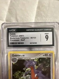 Gabite STAFF Prerelease CGC 9 Mint Pokemon Mysterious Treasures 48/123 2007 Rare - Image 2
