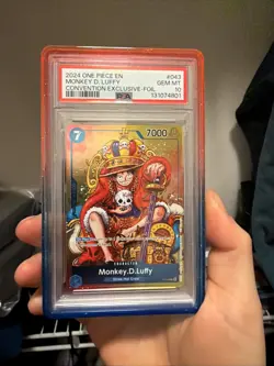 2024 One Piece EN Convention Exclusive Foil #043 Monkey D. Luffy PSA 10 GEM MINT - Image 1