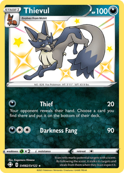 Thievul SV082/SV122 Shiny Rare Shining Fates Shiny Vault Pokemon Holo NM/M - Image 1