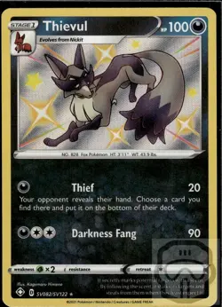 Thievul SV082/SV122 Shiny Rare Shining Fates Shiny Vault Pokemon Holo NM/M - Image 3