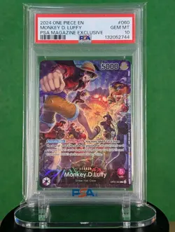 2024 One Piece EN #060 Monkey D Luffy PSA Magazine Exclusive PSA 10 GEM MINT - Image 1