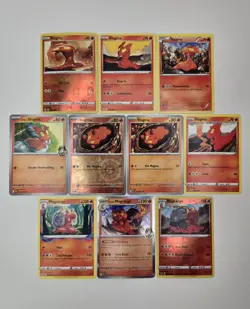 Lot of 10 Slugma Magcargo Various Pokemon Card Lot Reverse Holo Rare Collection - Image 1