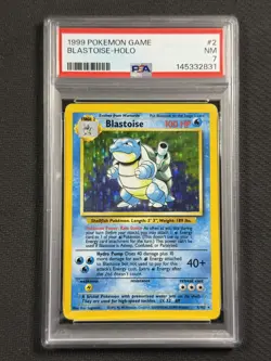 Pokemon Cards PSA 7 NM Blastoise Base Set Unlimited Holo 1999 WotC 2/102 - Image 1