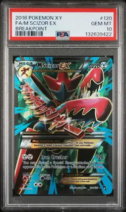 2016 POKEMON XY BREAKPOINT #120 FULL ART Mega SCIZOR EX PSA 10 Card - Image 1