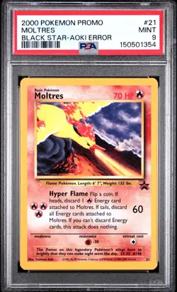 2000 POKEMON PROMO BLACK STAR TOSHINAO AOKI ERR #21 MOLTRES PSA 9 - Image 1