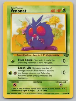 Venonat 63/64 Common Jungle Pokemon Unlimited Lightly Played - Image 1