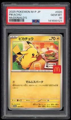2025 PSA 10 Gem Mint Pikachu Japanese McDonald's Promo 020/M-P Pokemon Card - Image 1