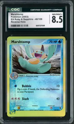 2003 Pokemon EX Ruby & Sapphire Marshtomp Reverse Holo 40/109 CGC 8.5 - Image 1