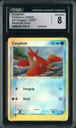 2003 Pokemon EX Dragon Corphish Reverse Holo #53 CGC 8 - Image 1