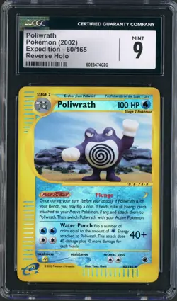 2002 Pokemon Expedition Poliwrath Reverse Holo Rare #60 CGC 9 - Image 1
