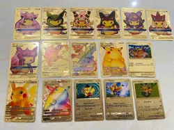 16 Pcs VMAX Gold Foil Pokemon Card RARE Rainbow GX Powerful Trading Toy Gift - Image 1