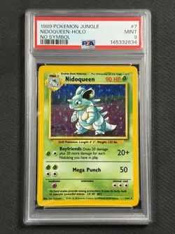 Pokemon Cards PSA 9 MINT Nidoqueen NO SYMBOL Jungle Set Holo 1999 WotC 7/64 - Image 1