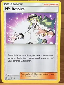 Pokemon TCG 200/236 Trainer N's Resolve Cosmic Eclipse Sun & Moon Uncommon - Image 1