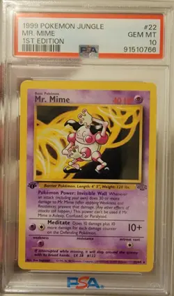 1999 Pokemon Jungle 1st Edition #22 Mr.Mime - PSA10 GEM MINT - Image 1