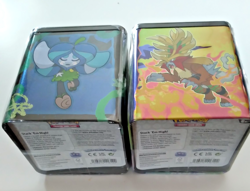 2 2026 Pokemon Stack Tins 3 TCG Booster Packs 2 Sticker Sheets Both Sealed - Image 1