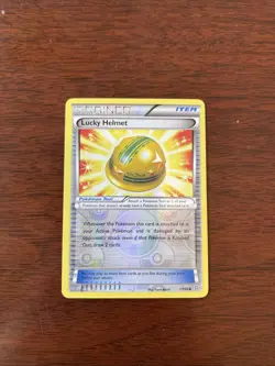Pokemon TCG Trainer Lucky Helmet Reverse Holo 77/98 Uncommon LP - Image 1