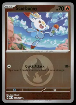 SCORBUNNY (ENERGY SYMBOL PATTERN) 036/217 HOLO COMMON ASCENDED HEROES POKEMON NM - Image 2