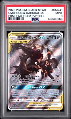 Pokemon Umbreon & Darkrai GX SM241 PSA 9 Tag Team - Image 1