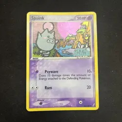 Spoink (62/100) EX Crystal Guardians Stamped Reverse Holo Pokemon Card! - Image 1