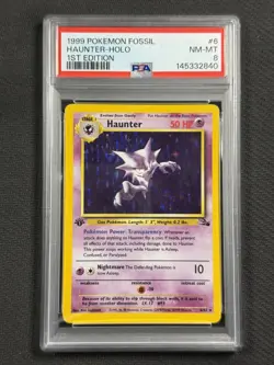 Pokemon Cards PSA 8 NM-MT Haunter 1st Edition Fossil Set Holo 1999 WotC 6/62 - Image 1