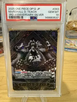 PSA 10 Teach OP09-093 3rd Anniversary Silver One Piece Card (Japanese) - Image 3