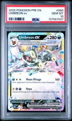 2025 POKEMON PRE EN-PRISMATIC EVOLUTIONS #060 UMBREON EX PSA 10 - Image 1
