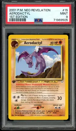 2001 Pokemon Neo Revelation # 15 Aerodactyl 1st Edition PSA 9 Mint - Image 1