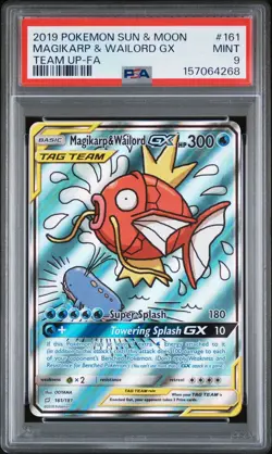Pokemon 2019 Magikarp & Wailord GX 161/181 Alt Art Team Up PSA 9 - Image 1