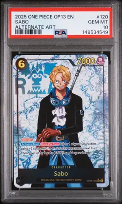 2025 ONE PIECE OP13-CARRYING ON HIS WILL ALTERNATE ART #120 SABO PSA 10 - Image 1