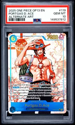 One Piece Portgas D Ace Carrying on His Will Alternate Art OP13-119 PSA 10 Gem - Image 1