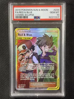 Pokemon Card PSA 10 Red & Blue Cosmic Eclipse Tag Team S&M 2019 234/236 - Image 1