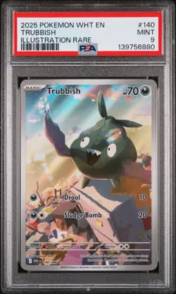 PSA 9 Mint Trubbish 140/086 Illustration Rare - Pokemon WHT SV10.5 - Image 1