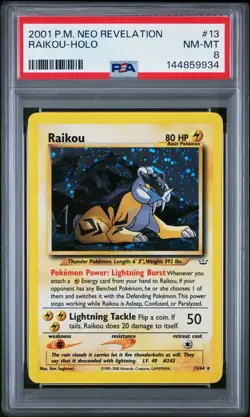 Raikou PSA 8 Neo Revelation 13/64 Holo Pokemon TCG - Image 1