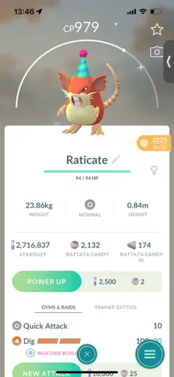Pokemon Go Shiny Raticate Party Hat - Image 1