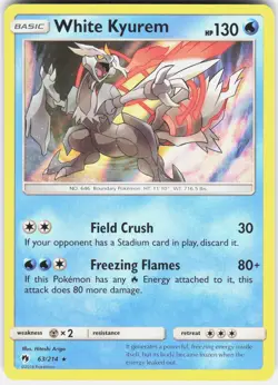 White Kyurem 63/214 Holo Rare Lost Thunder Pokemon Holo Near Mint - Image 1