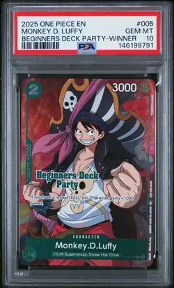 Monkey D. Luffy 2025 One Piece Beginners Deck Party Pack #005 Winner PSA 10 - Image 1