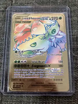 Celebi & Venusaur Tag Team Pokemon Card Gold 182/181 RARE!! - Image 1