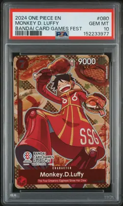 2024 ONE PIECE PROMOS BANDAI CARD GAMES FEST #080 MONKEY D. LUFFY PSA 10 - Image 1