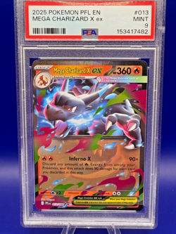 2025 POKEMON PFL EN-PHANTASMAL FLAMES #013 MEGA CHARIZARD X EX PSA 9 - Image 1
