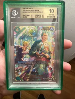 Roronoa Zoro PRB02-006 SP Bandai One Piece CCG The Azure Sea's Seven Foil BGS 10 - Image 1