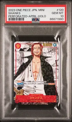 One Piece Saikyo Jump Mini Promo #120 Shanks Perforated Holo Manga PSA 10 - Image 1