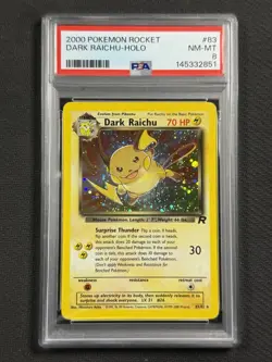 Pokemon Cards PSA 8 NM-MT Dark Raichu Holo Team Rocket WotC 2000 Rare 83/82 - Image 1