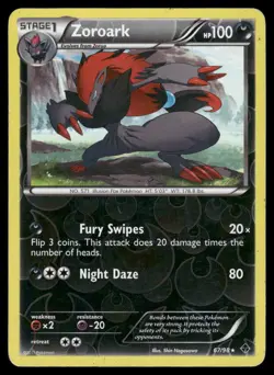 ZOROARK 67/98 HOLO RARE EMERGING POWERS POKEMON REVERSE HOLO MP - Image 2