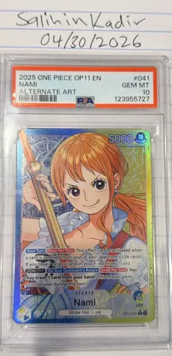 Bandai Nami OP11-041 Leader Alt Art Foil Special PSA 10 One Piece CCG EN 2025 - Image 1