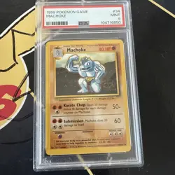 PSA 9 Vintage Machoke 34/102 Base Set Pokemon Card WOTC 1999-2000 4th Print - Image 1