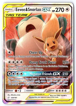 Eevee & Snorlax GX 120/181 NM Team Up Ultra Rare Pokemon Card TCG - Image 1