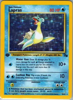 Lapras 1st Edition 10/62 Holo Fossil - Pokemon Card - NM - Image 1