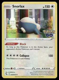 Pokemon Cards Snorlax 055/078 Holo Pokemon GO Holo Rare NM - Image 1